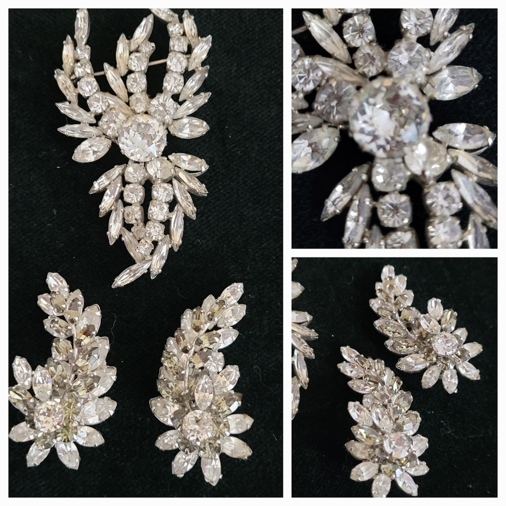 Vintage  Austrian crystal Brooch / Earring
